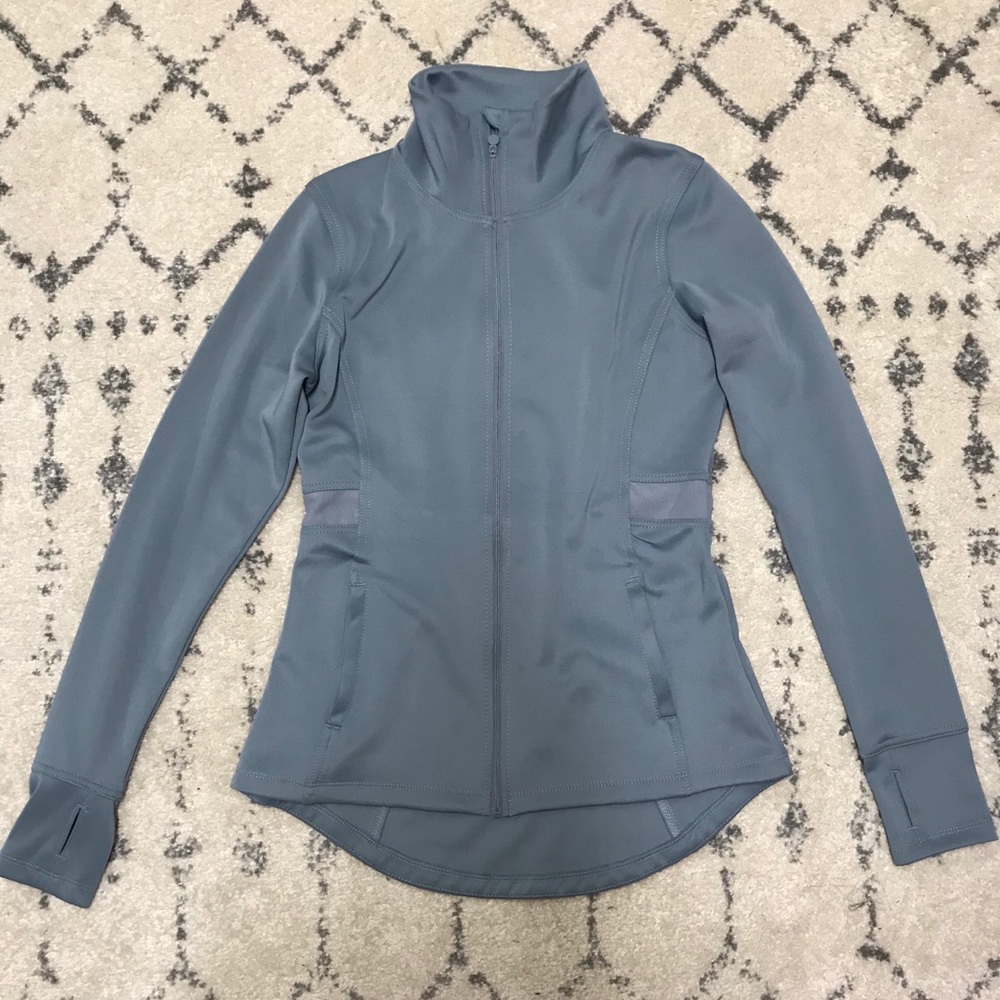 blue workout jacket